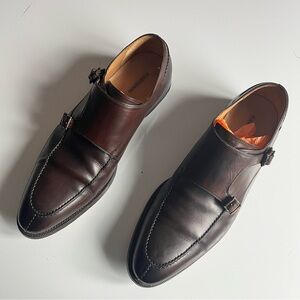 Magnanni Men’s Double Monk brown leather shoes size 13M